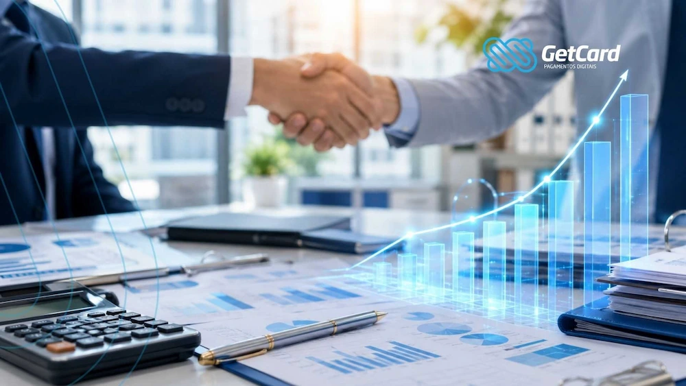 Negócios e crescimento financeiro em escritório moderno