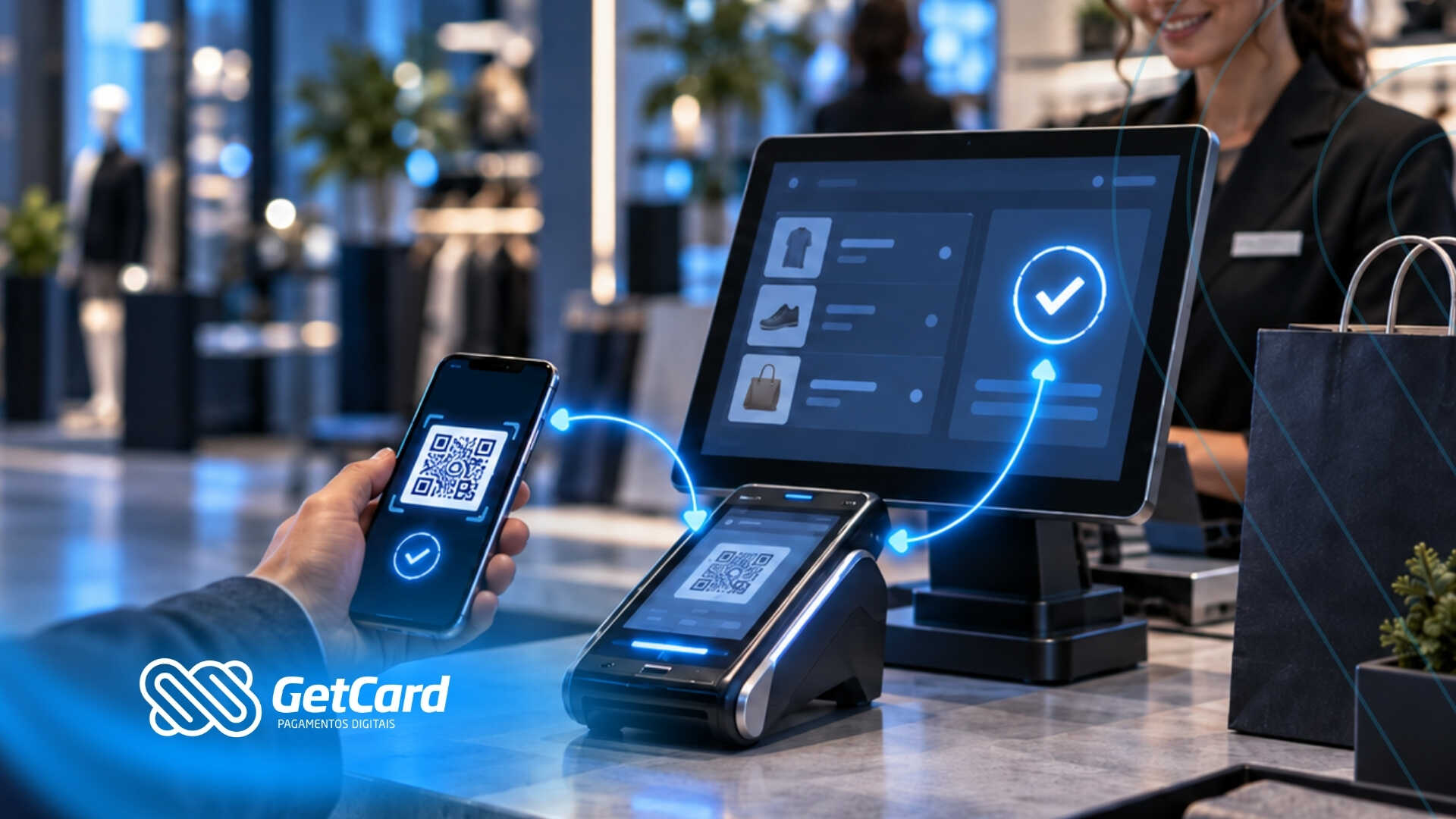 Pagamento digital com smartphone e máquina de cartão