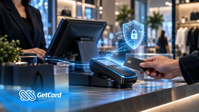 Pagamento seguro com cartão em loja usando tecnologia digital