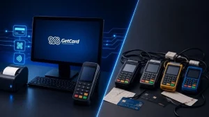Terminal de pagamento e computador da GetCard.